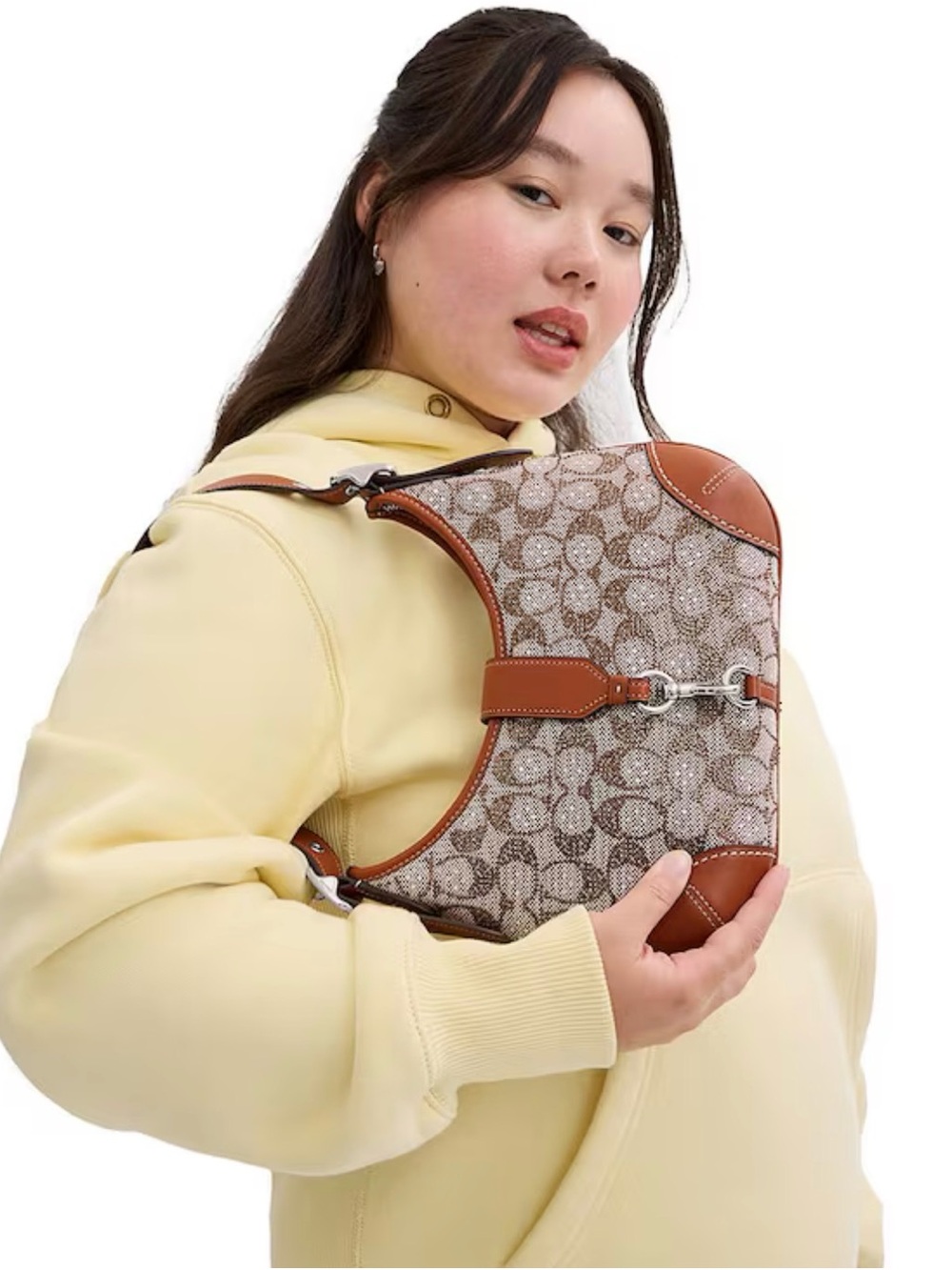 Coach Hamptons Hobo Bag In Crystal Signature Jacquard